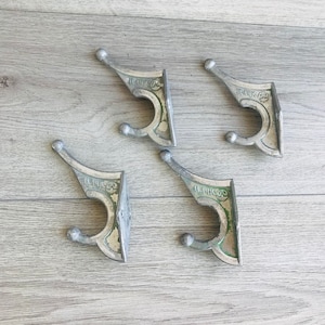 Vintage Aluminum Coat Rack: Farmhouse Entryway Wall Hooks, Set of 4