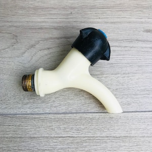 Vintage USSR Plastic Water Spigot: Black Handle Wall Faucet