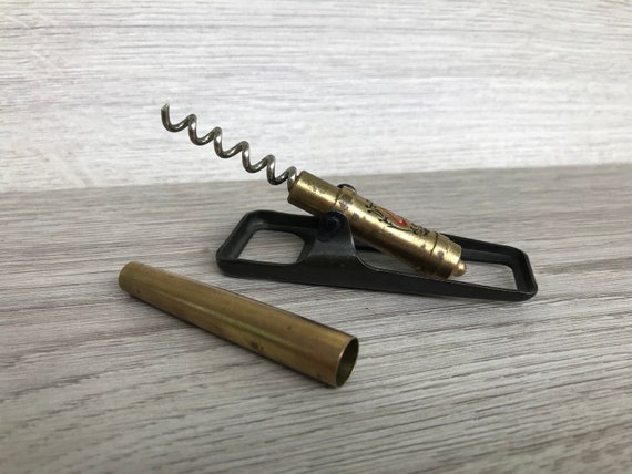 Vintage Brass Corkscrew Cannon Wine Opener Metal Artillery Cannon