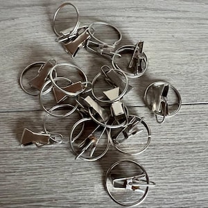 Vintage Metal Curtain Clips with Rings, Set of 14, USSR 70s