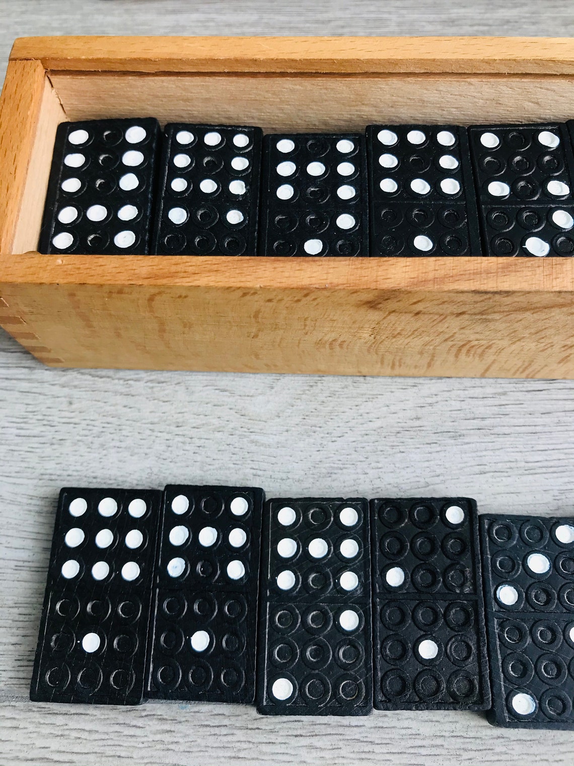 Vintage domino board game Wooden domino set Soviet table game | Etsy