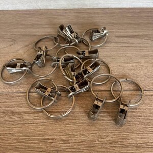 Vintage Metal Curtain Clip Rings - Set of 13 - Rustic Farmhouse Decor