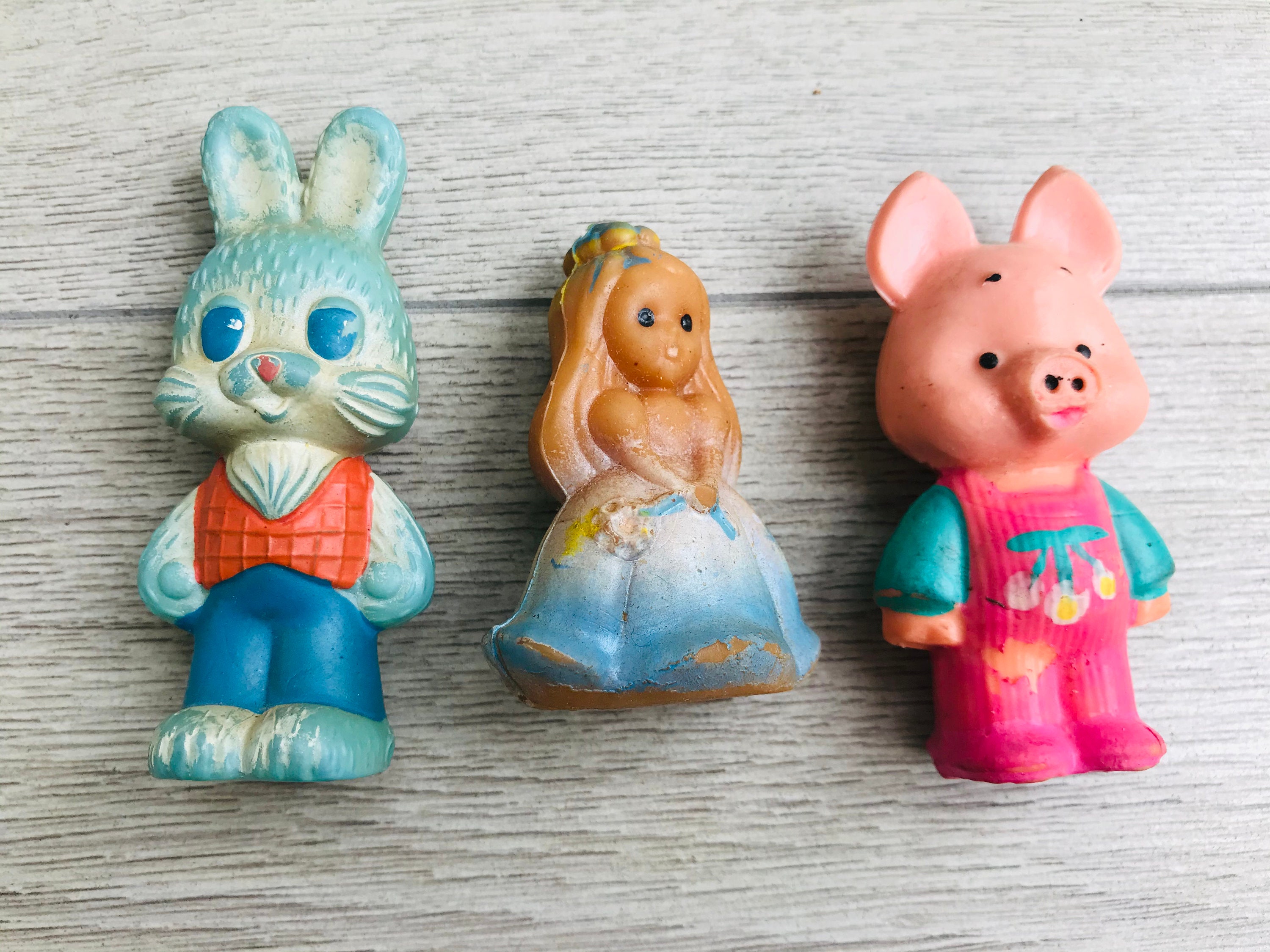 Vintage Soviet Rubber Toys: Piglet, Bunny, Princess (1980s) - Etsy