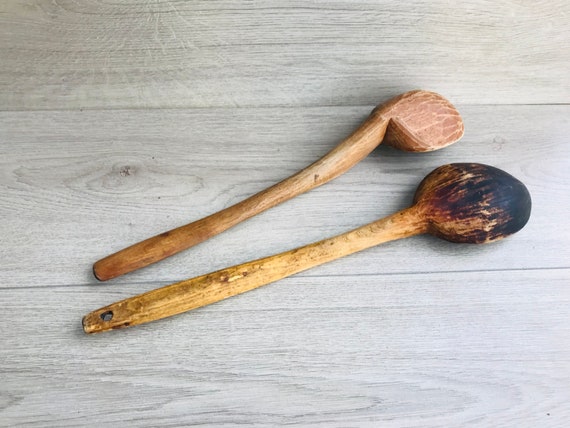 Vintage Handmade Wood Spoons, Set of 2 - Decor Steals