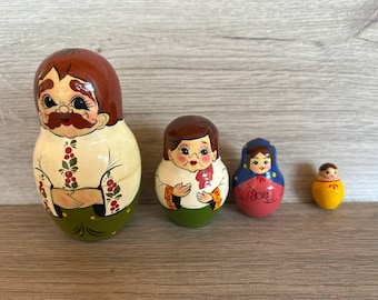 Vintage handmålade ryska dockor, set om 4