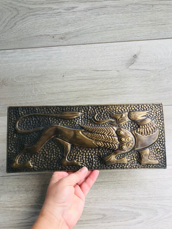 ヴィンテージ エンボス加工 金属絵画 インキューズ チェイシング 