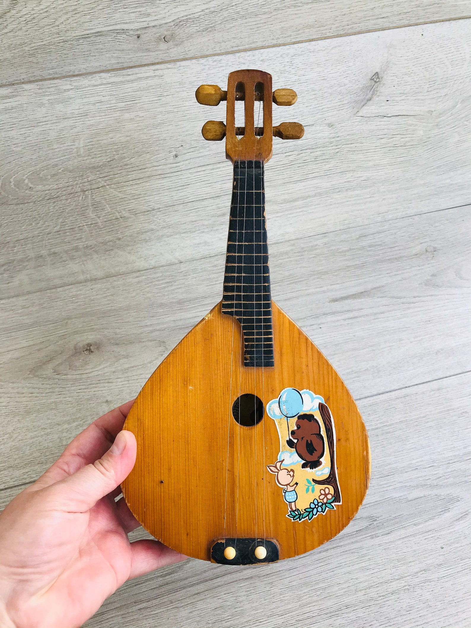 Vintage children's toy mandolin Wooden toy stringed Etsy