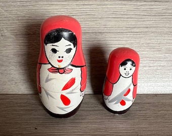 Muñecas rusas antiguas pintadas a mano (2 unidades)