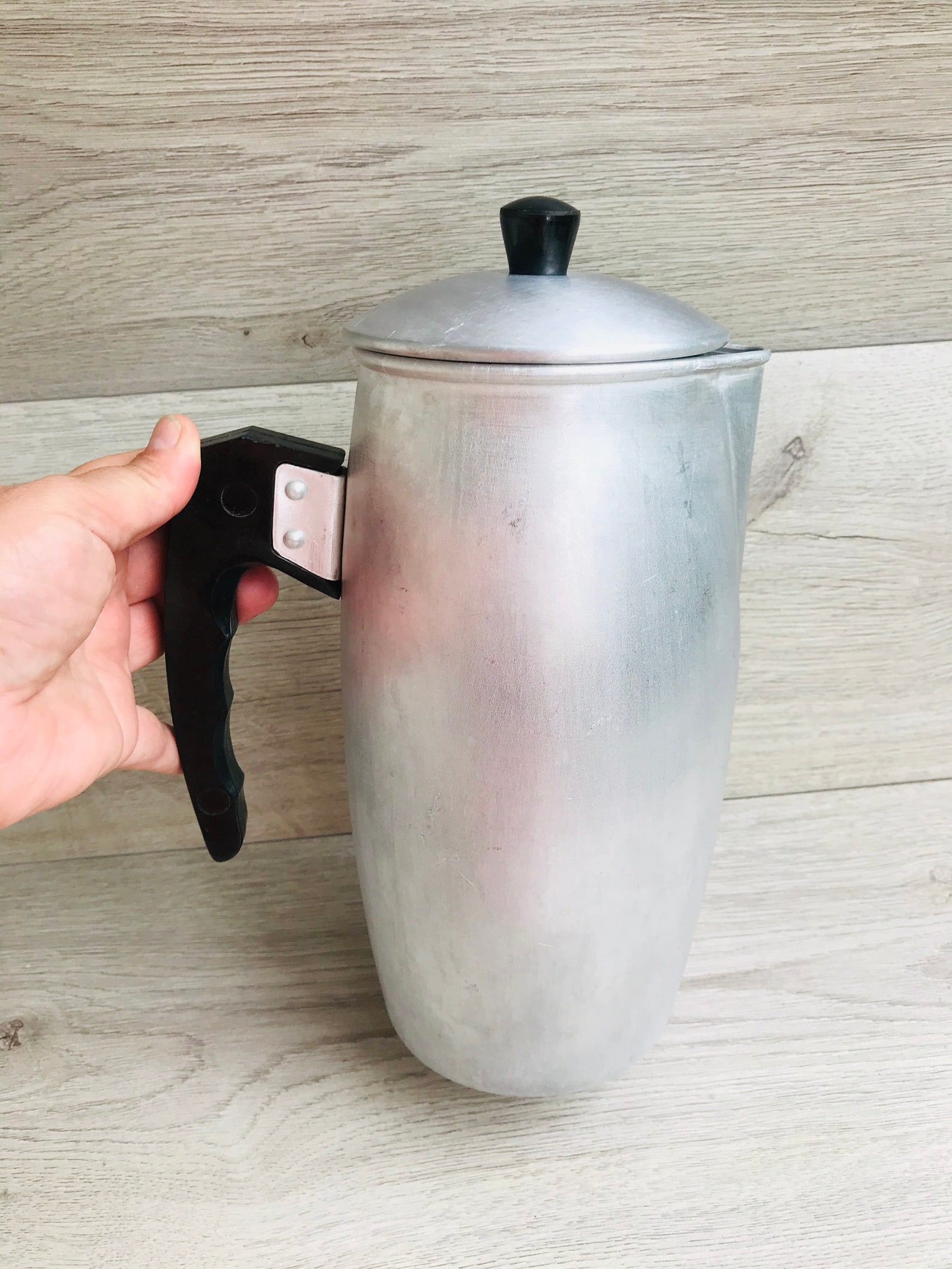 Vintage large aluminum coffee pot 2 liter Tea pot Silver Etsy