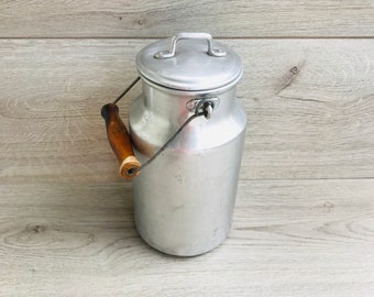 boîte de lait en aluminium vintage Seau à lait en aluminium soviétique 2 l Pot à lait Arrosoir Récipient en métal Seau de ferme rustique Décor de ferme Stockage à la campagne