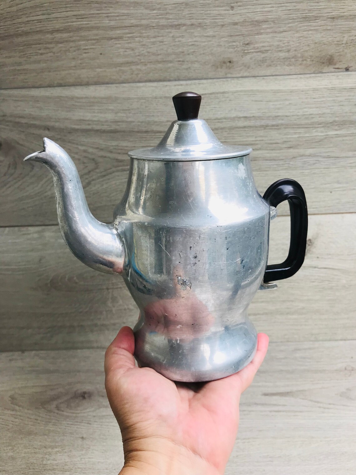 Vintage Large Aluminum Coffee Pot 1 Liter Tea Pot Silver Etsy