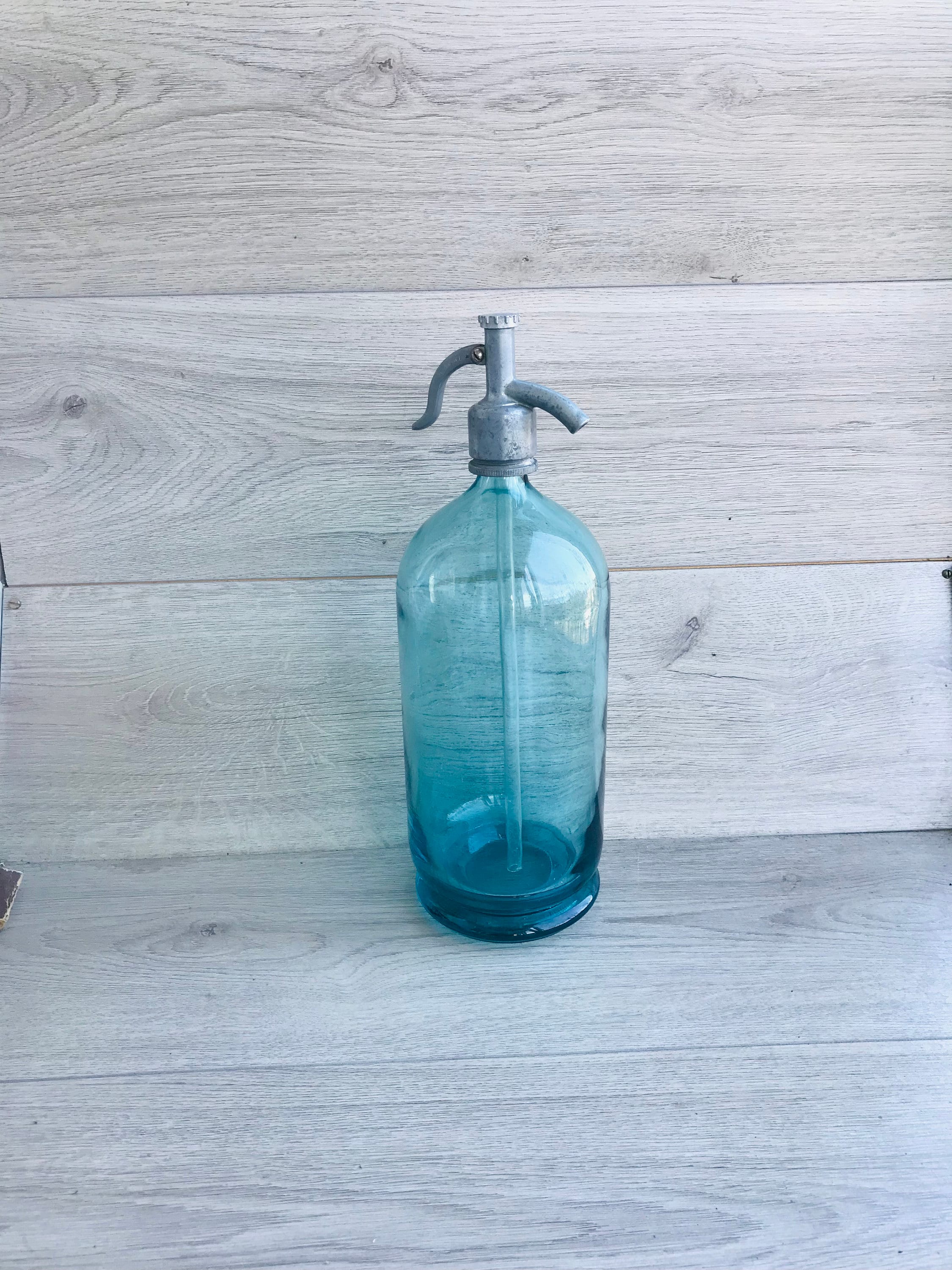 Vintage Seltzer Soda Bottle Blue Glass Soda Siphon Glass Barware