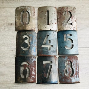 Vintage Metal Number Stencils: Set of 9, Individual Numbers 0-9
