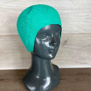 Vintage swimming cap Bathing cap Green pattern rubber swim cap Swimwear accessory head cap Swim hat Swimming hat Shower cap Beach cap