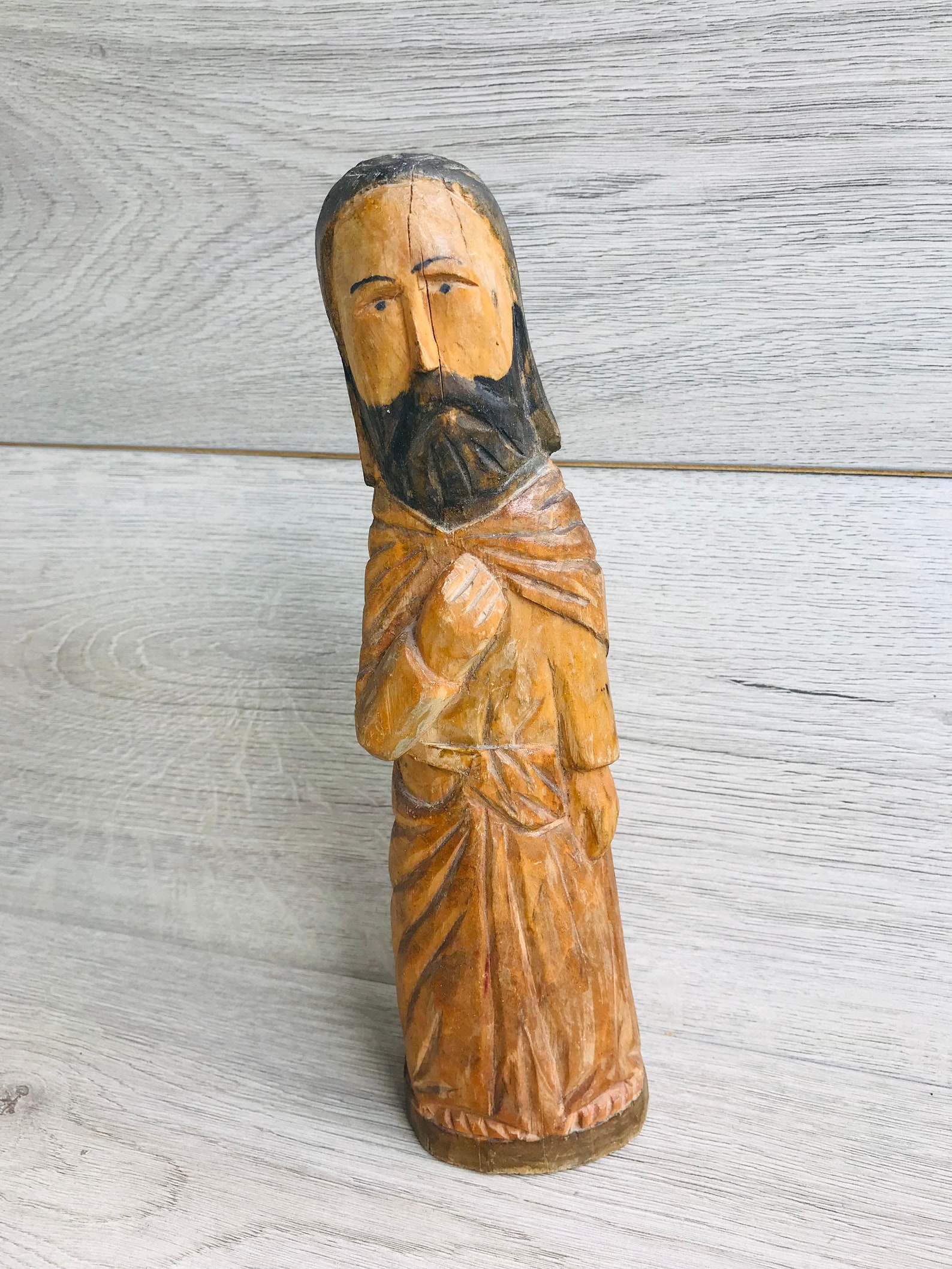 Vintage Wooden Figurine Man Handcrafted Wooden Statue Person Etsy