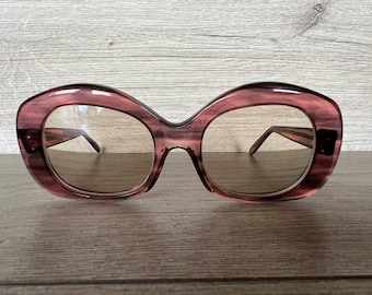 Vintage 1970s Plastic Eyeglass Frames: Brown Reading Glasses