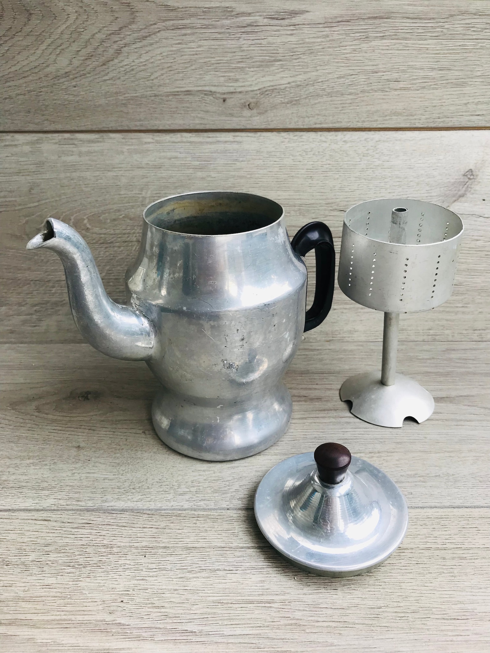 Vintage Large Aluminum Coffee Pot 1 Liter Tea Pot Silver Etsy