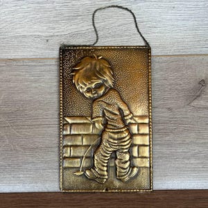 Vintage door sign copper for bathroom toilet Wc sign Wc symbol Stamped metal door sign Bathroom restrooms wall hanging lavatory Wall plaque