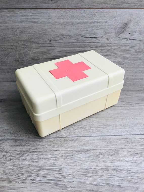 Vintage First Aid Box Red Cross Plastic Box Medical Soviet Box Medicine Box  Pharmacy Healthcare Workers Gift First Aid Caddy Doctor Gift 