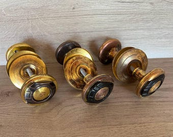 ヴィンテージ風彫刻入りドアノブセット：素朴な金属製両面ハンドル