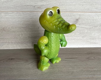 Vintage plastic toy green crocodile Soviet toy Movable legs and head Russian children's toys Soviet cartoon Ussr toy