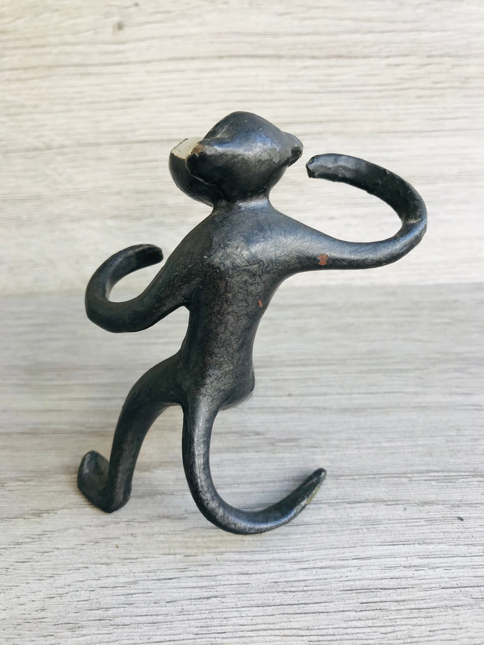 Vintage Brass Monkey Figurine Ring Holder Monkey Statuette Etsy