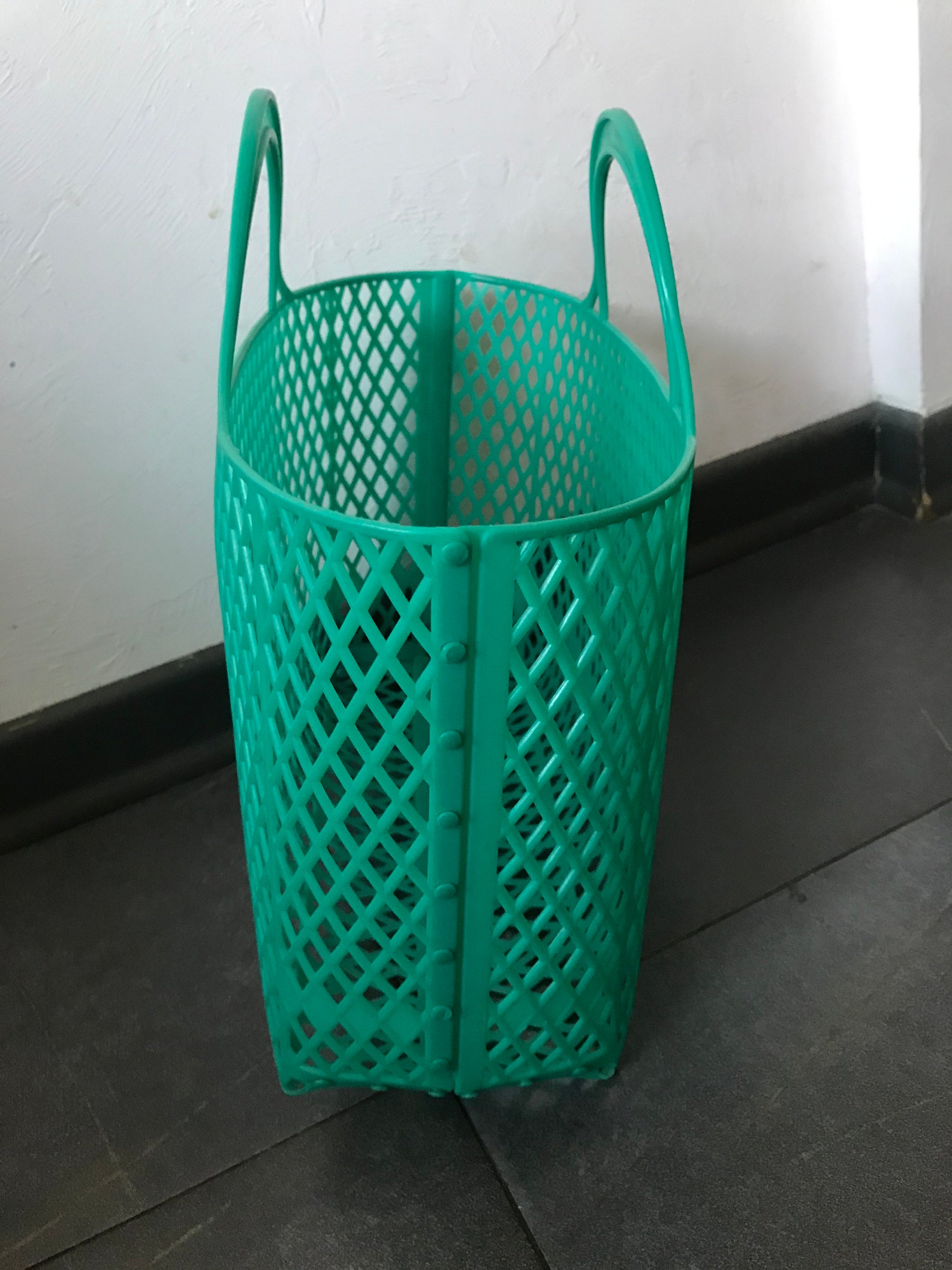 Vintage plastic mesh bag Green market bag Ecofriendly plastic Etsy