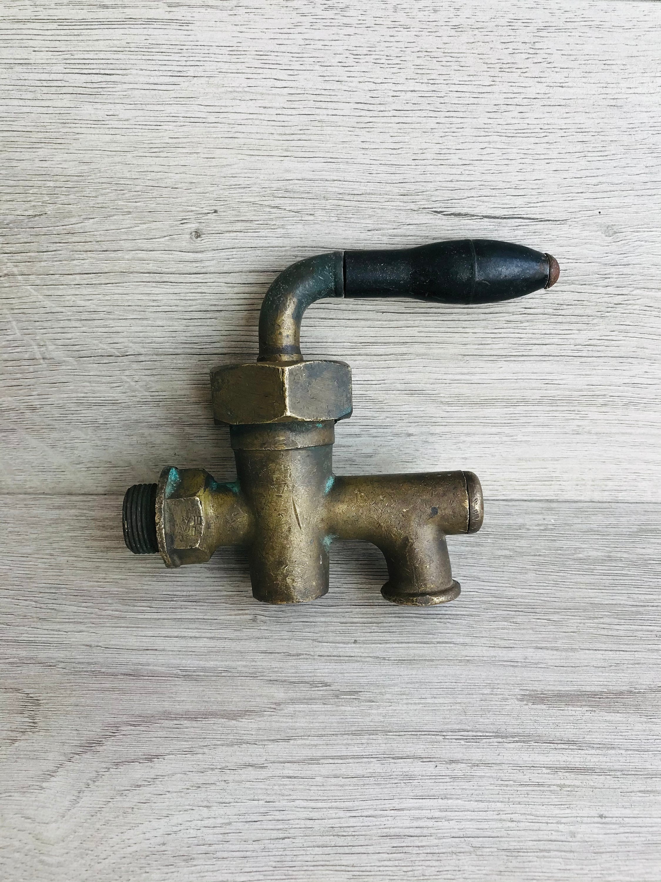 Vintage Brass Wine Barrel Faucet Tap Antique Spigot Key Unusual Old Faucet Industrial Water