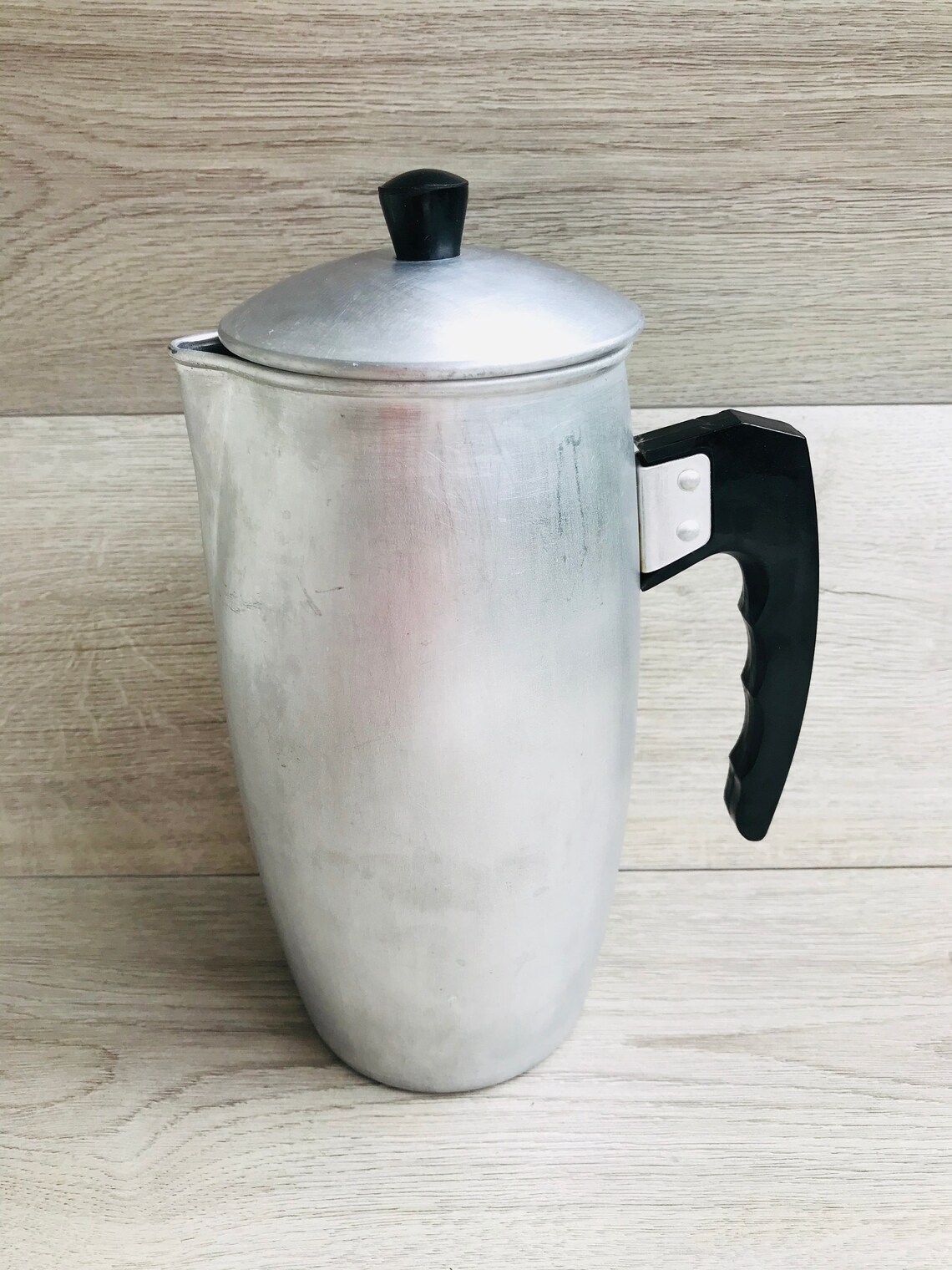 Vintage Large Aluminum Coffee Pot 2 Liter Tea Pot Silver Etsy