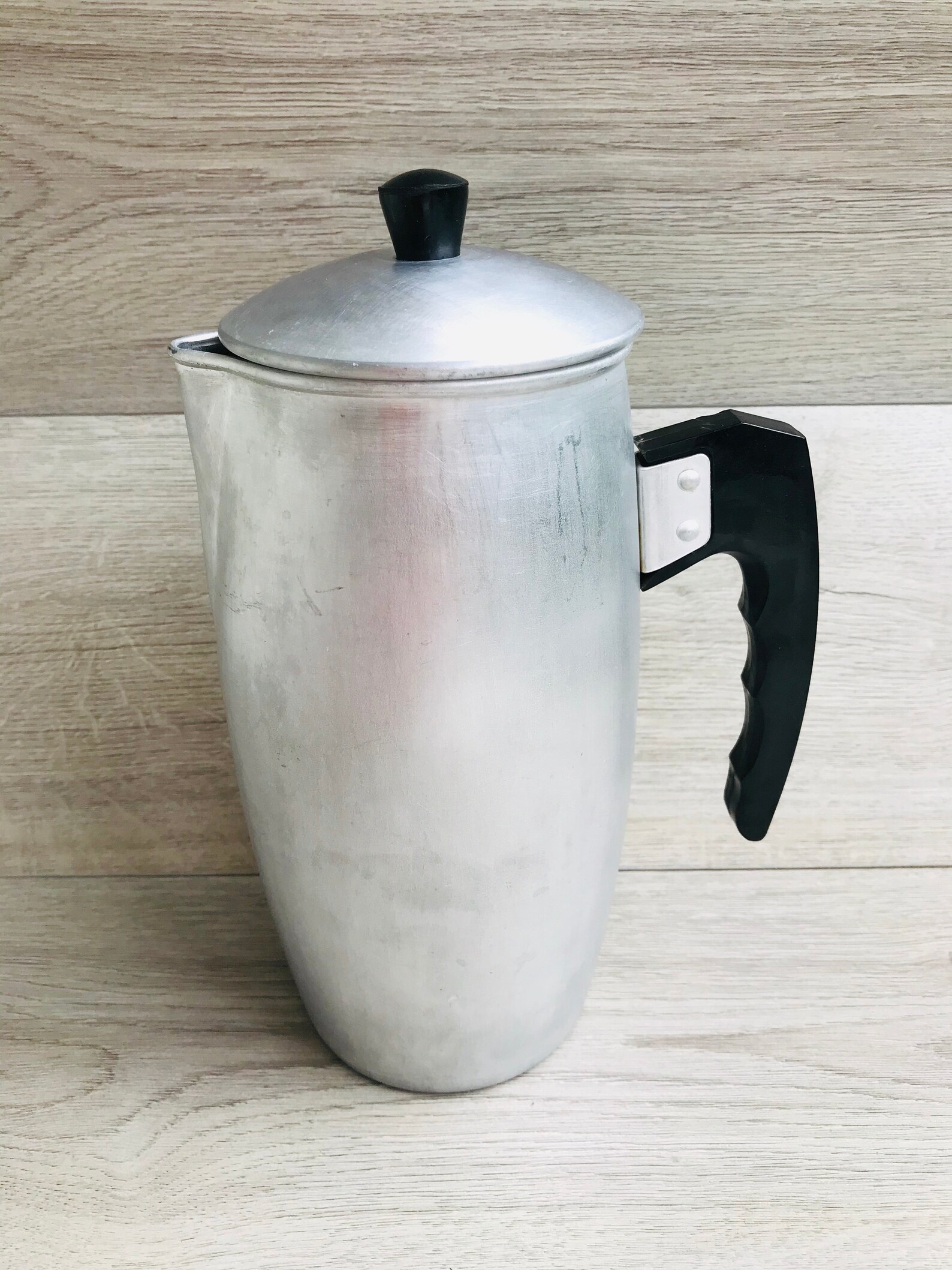 Vintage Large Aluminum Coffee Pot 2 Liter Tea Pot Silver Etsy