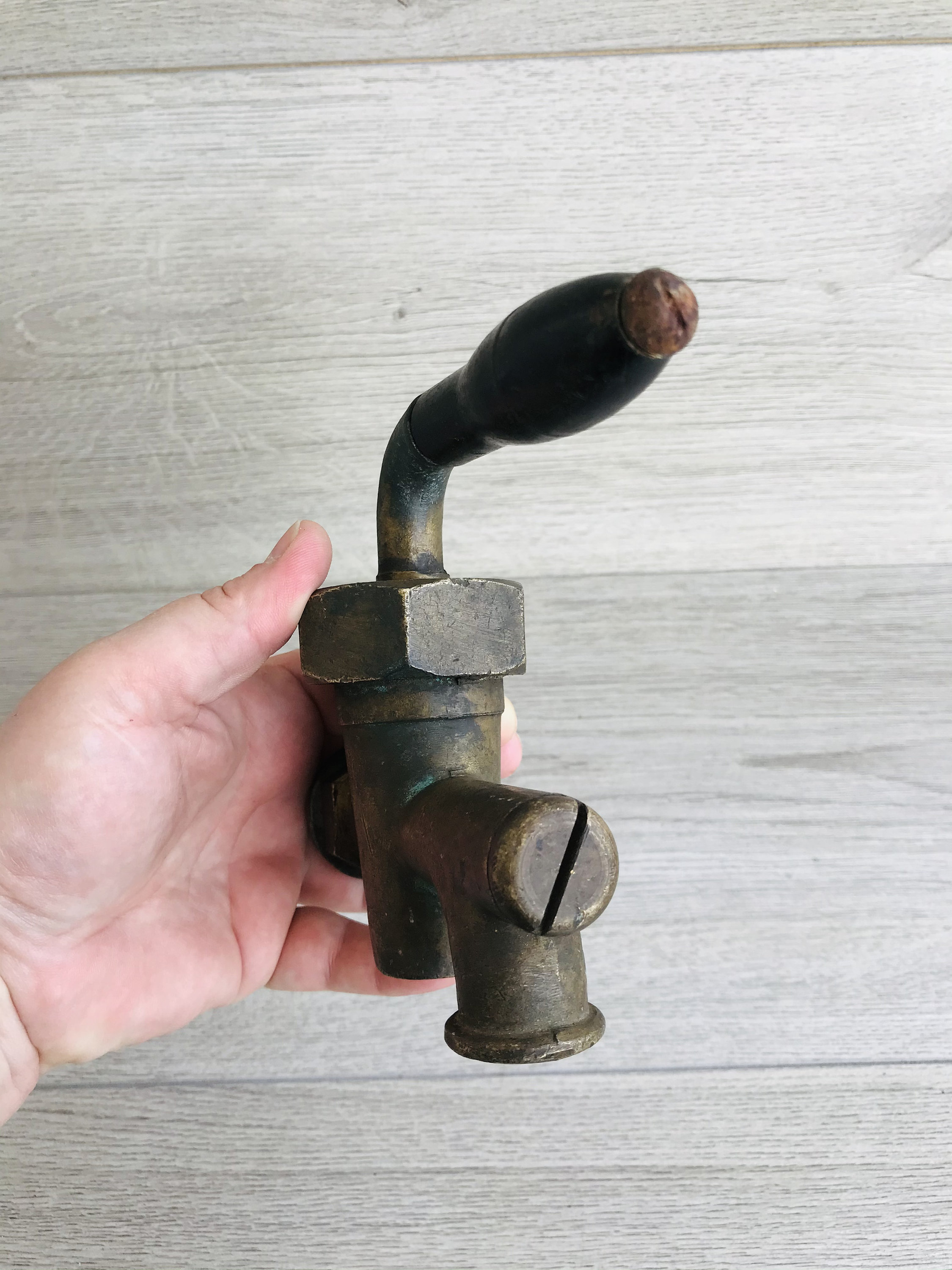 Vintage Brass Wine Barrel Faucet Tap Antique Spigot Key Unusual Old