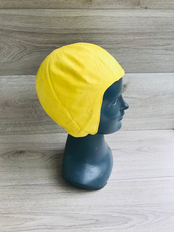 Vintage swimming cap Bathing cap Yellow pattern ru