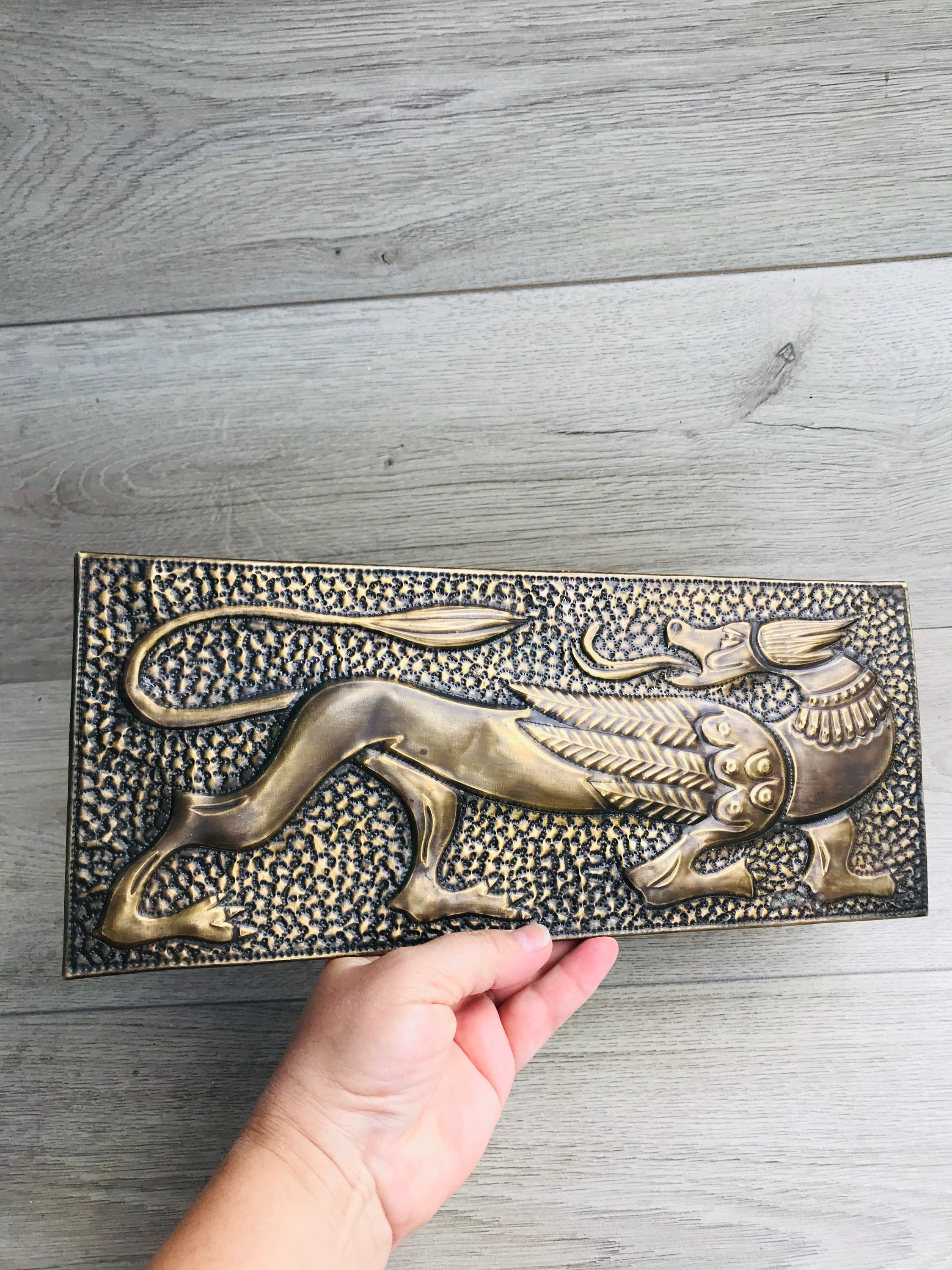 Vintage Embossed Metal Painting Incuse Chasing Picture Wall Etsy