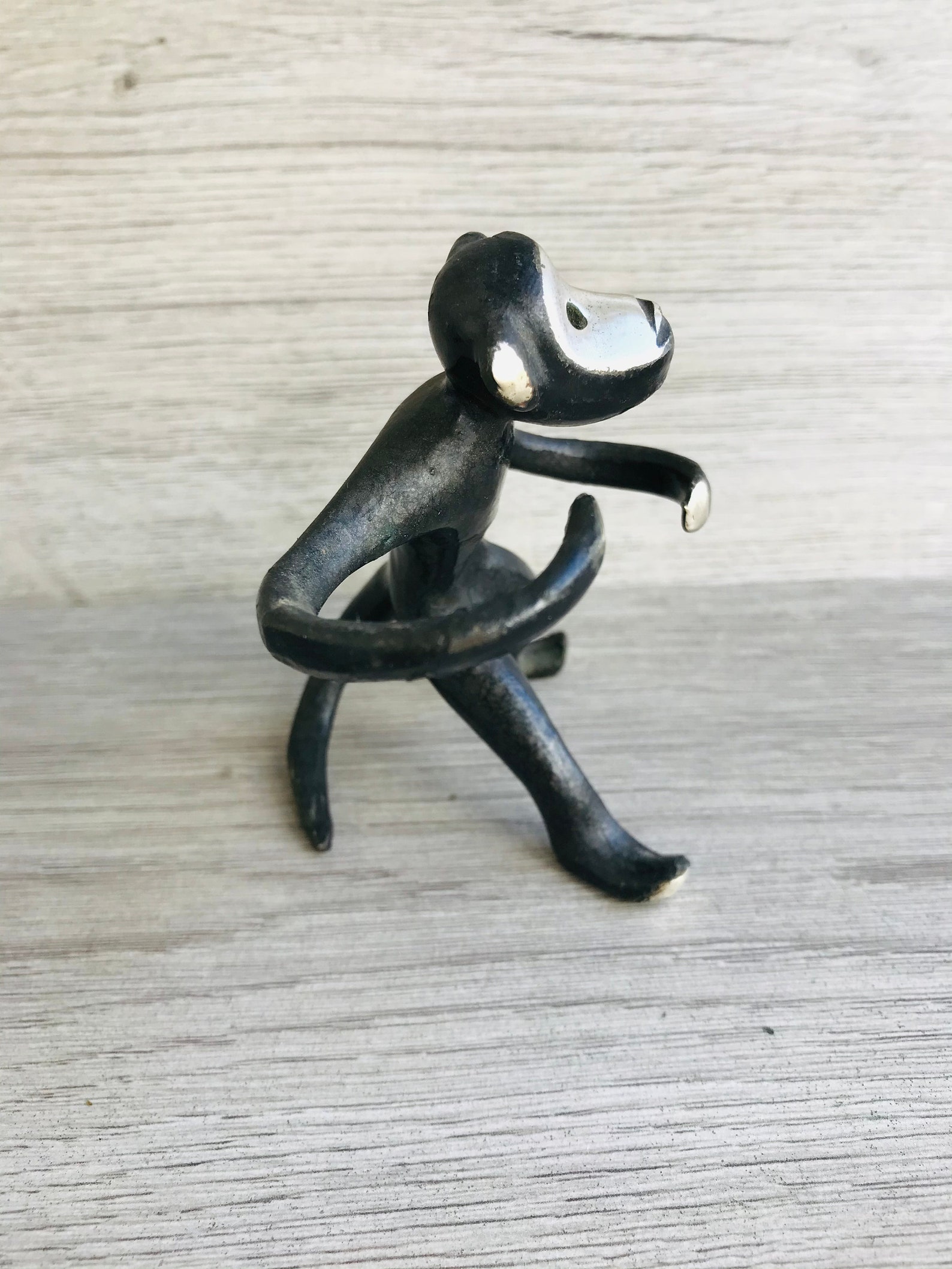 Vintage Brass Monkey Figurine Ring Holder Monkey Statuette Etsy