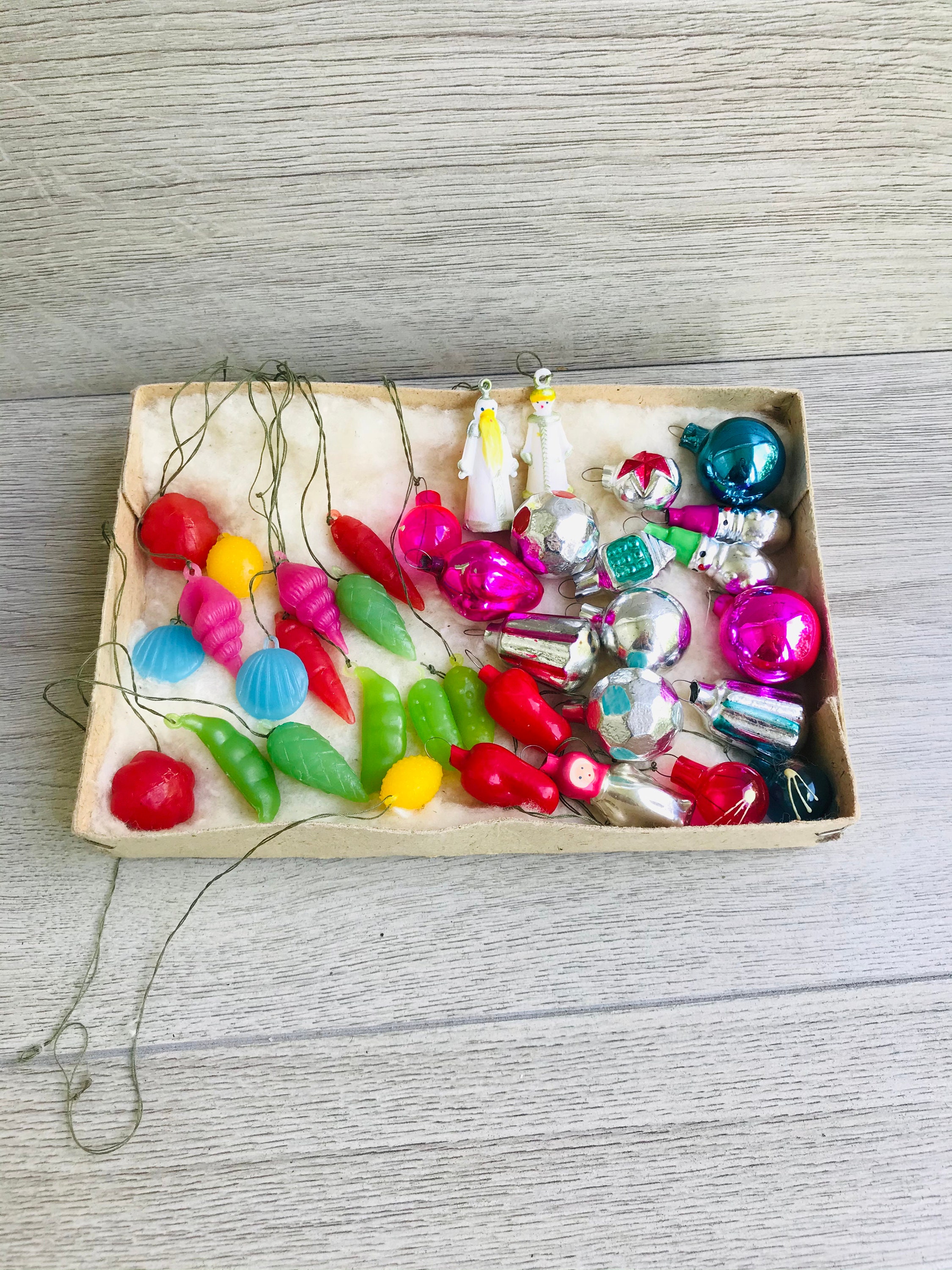 Vintage 35 miniature Christmas tree ornaments set Glass Etsy