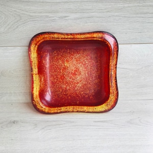 Vintage Red & Yellow Plastic Serving Tray: 1970s USSR Kitchen Decor
