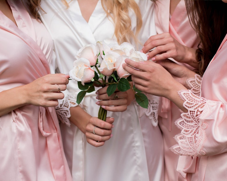 Lace Bridal RobesNavy Bridesmaid RobesBride RobeBridal Party RobeSatin RobeWedding RobeSilk Dressing GownWoman RobeKimono RobeWhite