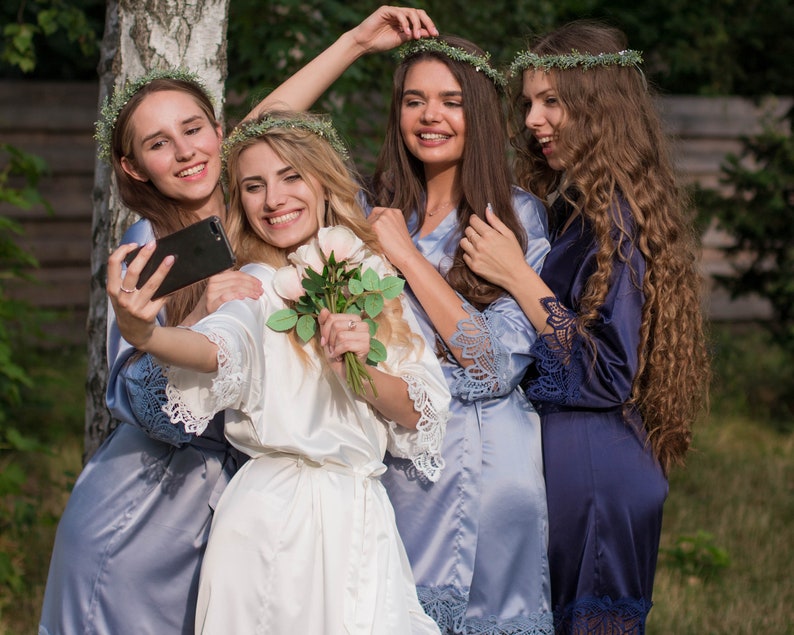 Lace Bridal RobesNavy Bridesmaid RobesBride RobeBridal Party RobeSatin RobeWedding RobeSilk Dressing GownWoman RobeKimono RobeWhite