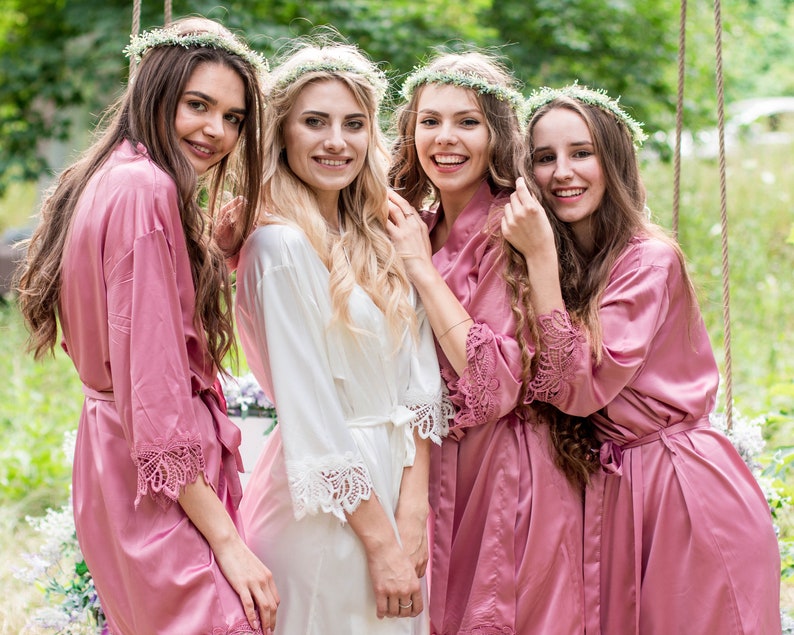 Lace Bridal RobesNavy Bridesmaid RobesBride RobeBridal Party RobeSatin RobeWedding RobeSilk Dressing GownWoman RobeKimono RobeWhite