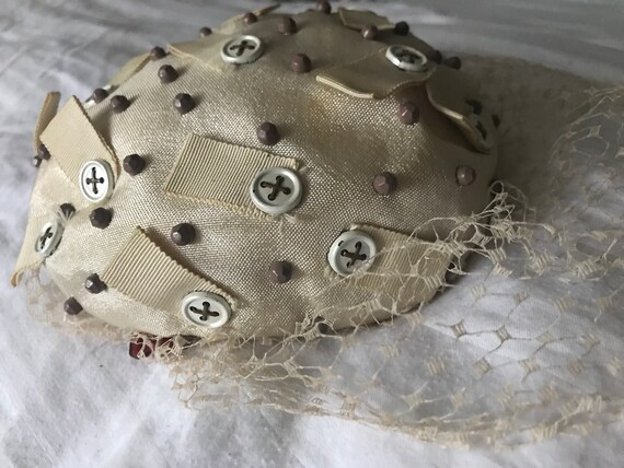 1930s straw vailed cocktail hat