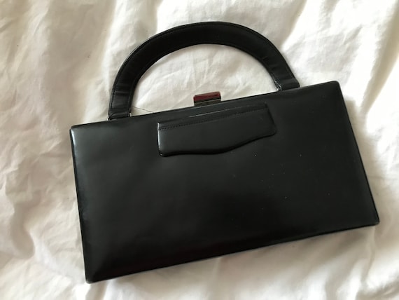 Black leather 1930s box bag