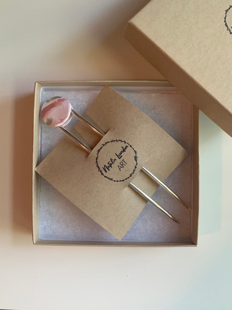 Handmade Bristol Hair Pin Silver Clay Hair Fork Lightweight