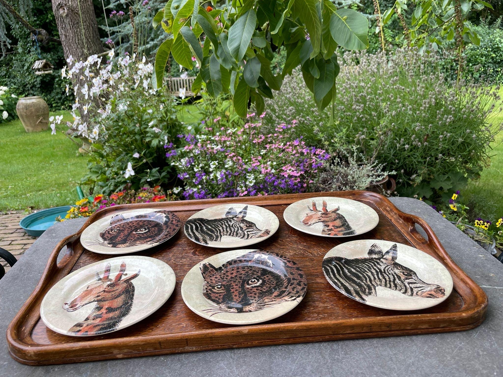 Gien France Kenya Pastry Plates, Hand Painted Safari Set of 6 - Etsy