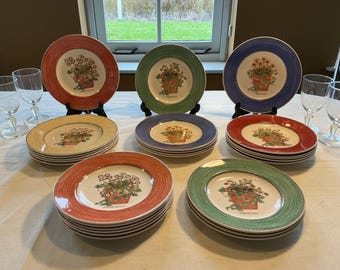 Wedgwood Sarah's Garden ontbijtbord in blu, verde, terra di gel, cadeau voor haar, verzamelobject