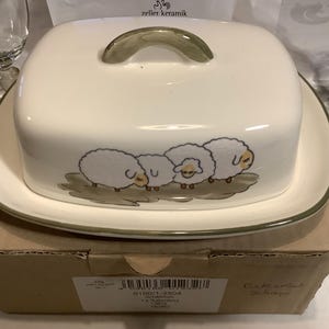 Faïencerie Zeller botervloot schapen, cadeau voor haar, verjaardagscadeau image 2