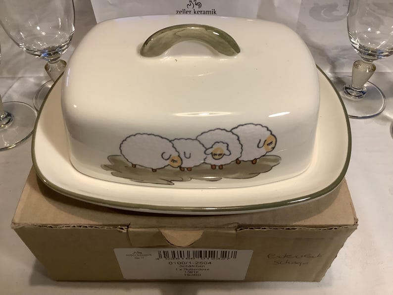 Faïencerie Zeller botervloot schapen, cadeau voor haar, verjaardagscadeau image 2