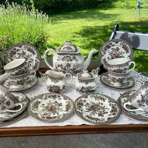 Wedgwood Asiatic Pheasants tea and pastry service for 6 place settings ( brown), birthday gift, wedding gift