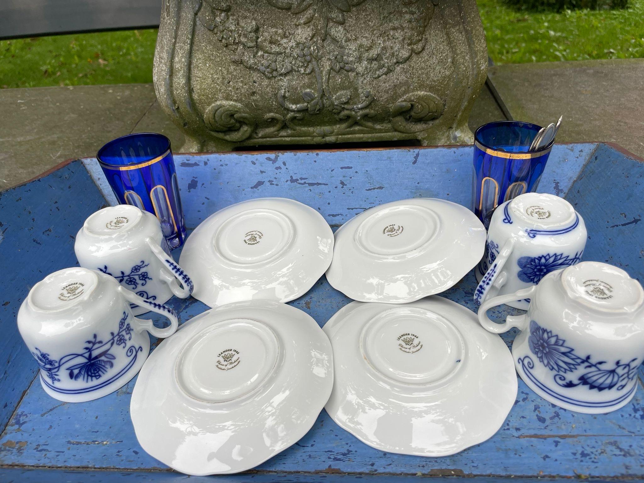 Leander Bohemia Zwiebelmuster Porcelain Coffee Cup and Saucer Set