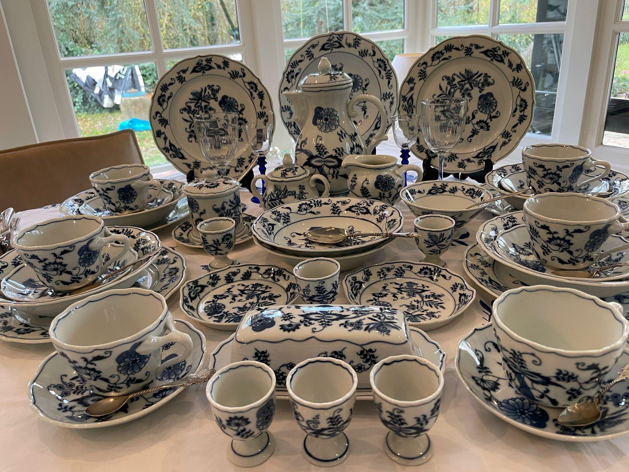 Blue Danube ボウル 5枚セット Blue Danube Porcelain Breakfast Set, Zwiebelmuster Onion Pattern