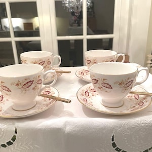 Gainsborough set van 4 theekoppen en schotels, verjaardagscadeau, cadeau voor haar